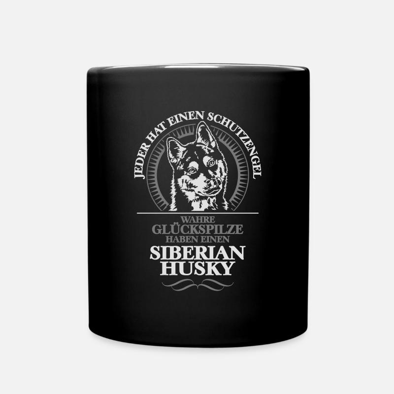 SIBERIAN HUSKY Schutzengel - Tasse einfarbig - Schwarz