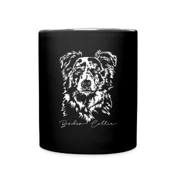 BORDER COLLIE merle Portrait Les chiens de troupeau de Wilsign - Mug uni - noir - Devant