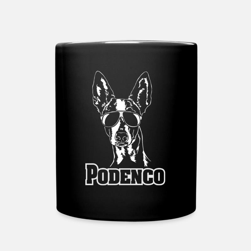 PODENCO coola glasögon hundar Wilsigns design - Enfärgad mugg - svart