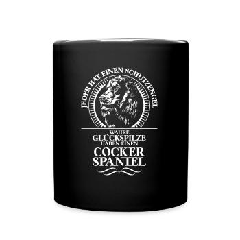 COCKER SPANIEL Schutzengel Hundespruch Wilsigns - Tasse einfarbig - Schwarz - Vorne