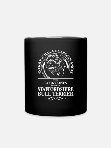 STAFFORDSHIRE BULL TERRIER Guardian Angel WILSIGNS - Full Colour Mug - black