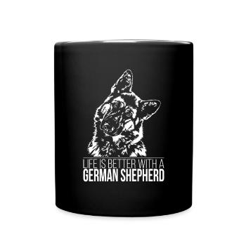 GERMAN SHEPHERD life is better Spruch Wilsigns - Full Colour Mug - black - Front