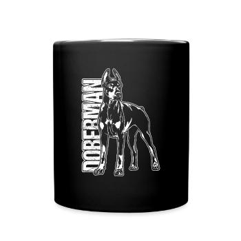 DOBERMAN Dobi Dobie Hund Hunde Portrait Wilsigns - Tasse einfarbig - Schwarz - Vorne