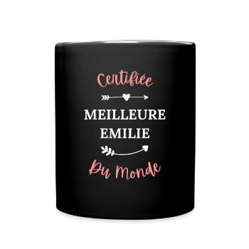 Certifiée meilleure emilie du monde - Mug uni - noir - Devant