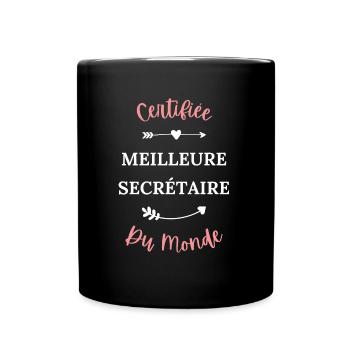 Certifiée meilleure secrétaire du monde - Mug uni - noir - Devant