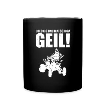 Quadfahrer Geschenkidee Quadfahren Quad ATV - Tasse einfarbig - Schwarz - Vorne