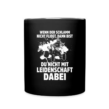 Quadfahrer Geschenkidee Quadfahren Quad ATV - Tasse einfarbig - Schwarz - Vorne