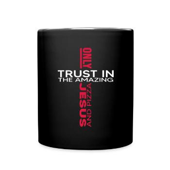 jesus and pizza faith church pray god believe - Full Colour Mug - black - Front