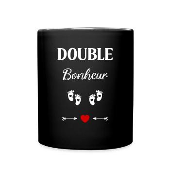 Double bonheur - Mug uni - noir - Devant