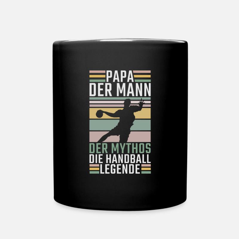 Papa der Mann der Mythos die Handball Legende - Tasse einfarbig - Schwarz