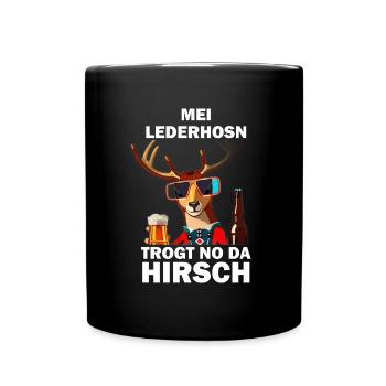 Lederhose Hirsch Tracht Bayrisch Trachten Ersatz - Tasse einfarbig - Schwarz - Vorne