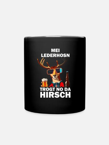 Lederhose Hirsch Tracht Bayrisch Trachten Ersatz - Tasse einfarbig - Schwarz