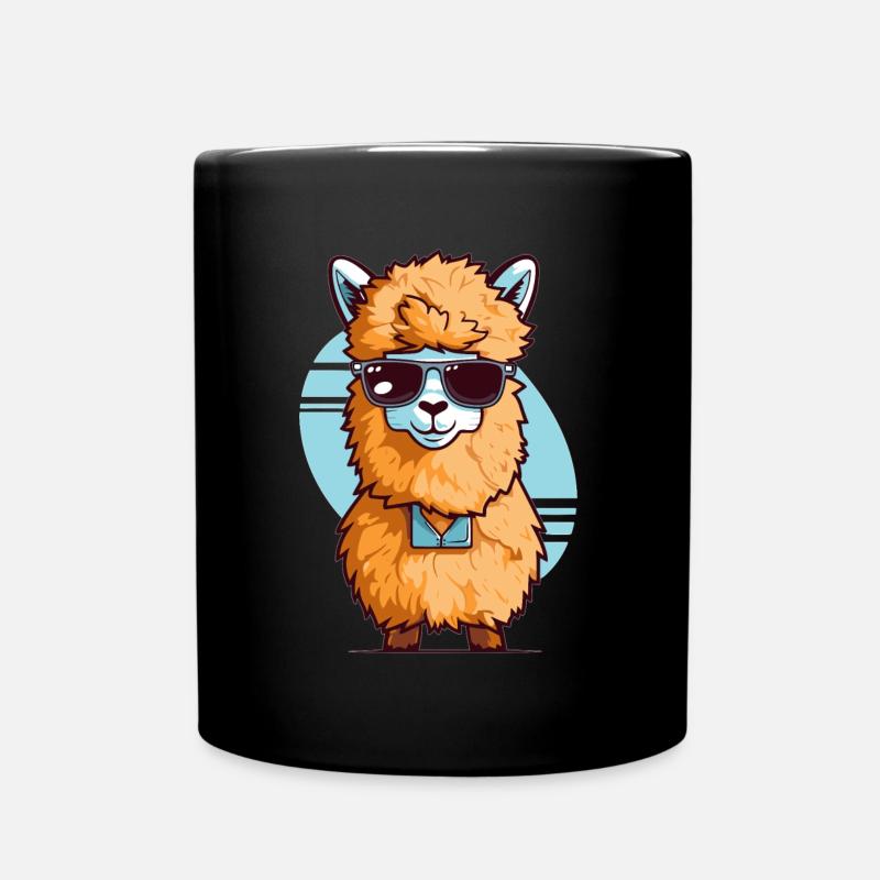 Süßes Alpaka - Tasse einfarbig - Schwarz