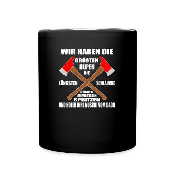 Feuerwehr - Tasse einfarbig - Schwarz - Vorne