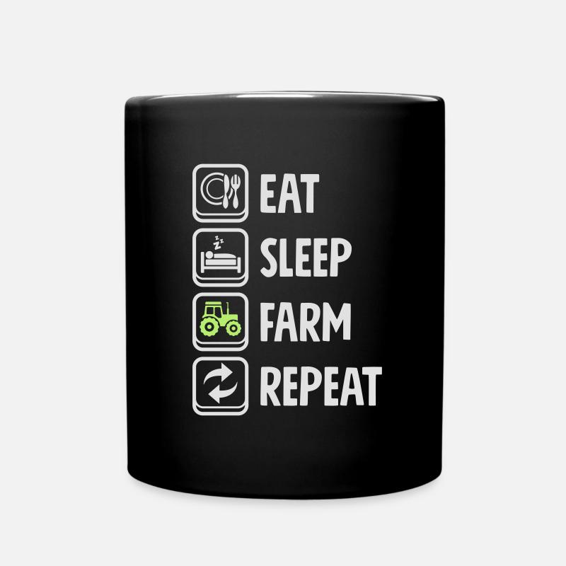 Eat Sleep Farm Repeat - Tasse einfarbig - Schwarz