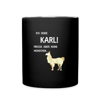 KARL DAS LAMA FRISST KEINE MENSCHEN LUSTIG - Tasse einfarbig - Schwarz - Vorne