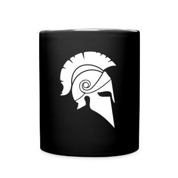 Spartan helmet symbol - Full Colour Mug - black - Front