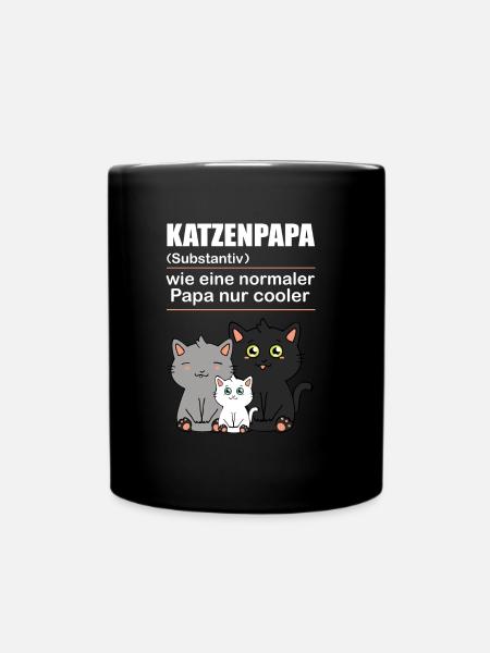 Katzenpapa Katzenvater Katzenbesitzer Geschenkidee - Tasse einfarbig - Schwarz