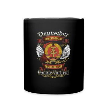 Ossi Durch Die Gnade Gottes - Stolzer Ossi DDR - Tasse einfarbig - Schwarz - Vorne