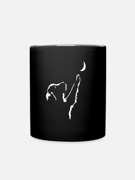 Dog with moon - Full Colour Mug - black