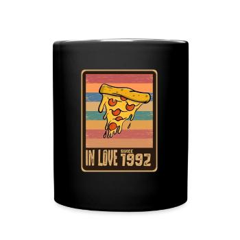 Geboren 1992 und Pizza - Tasse einfarbig - Schwarz - Vorne