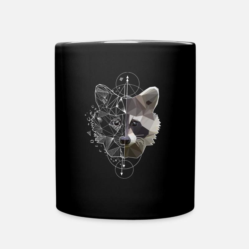 Low Poly Art Waschbär Racoon Cooles Polygon Tattoo - Tasse einfarbig - Schwarz