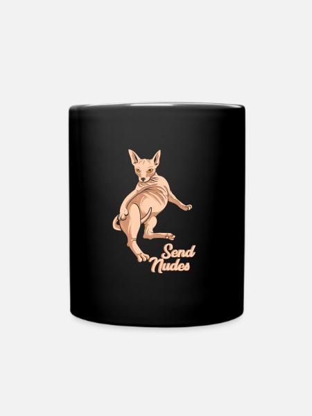 Sphynx Cat Send Nudes - Full Colour Mug - black