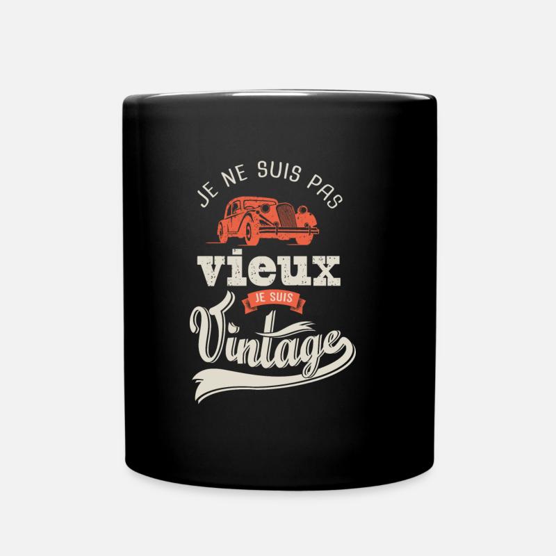 anniversaire voiture ancienne pas vieux vintage - Mug uni - noir