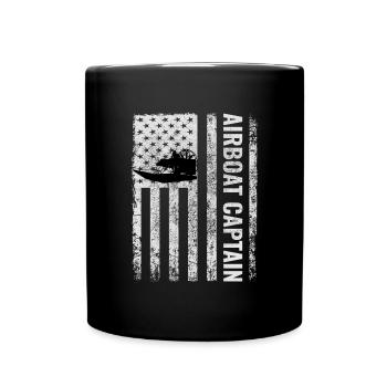 American Flag USA Airboat Airboating Captain - Full Colour Mug - black - Front