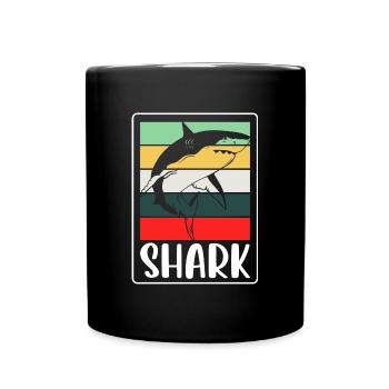 Weißer Hai Meerestier Tier - Tasse einfarbig - Schwarz - Vorne