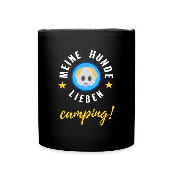 Meine Hunde lieben Camping! - Tasse einfarbig - Schwarz - Vorne
