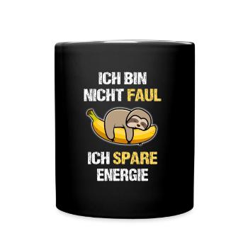 Faultier spart Energie - Tasse einfarbig - Schwarz - Vorne