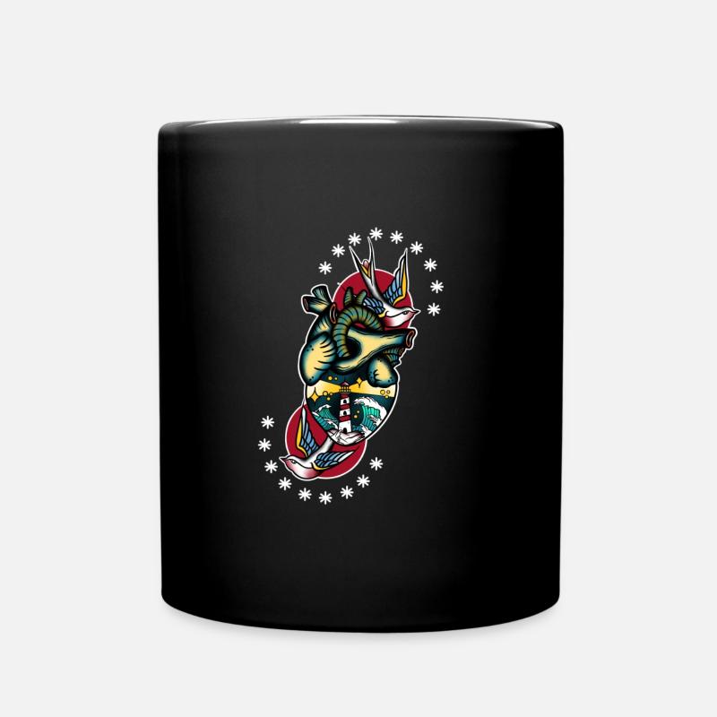 Herz schluckt - Tasse einfarbig - Schwarz