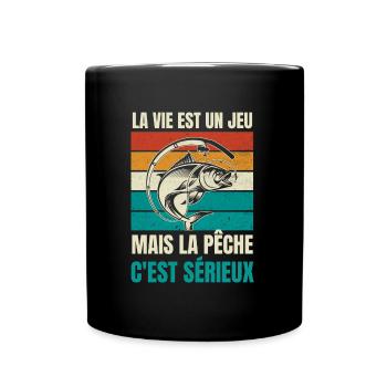 la pêche c'est sérieux - Mug uni - noir - Devant