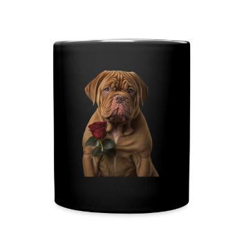 Bordeauxdogge Valentins Tag - Tasse einfarbig - Schwarz - Vorne