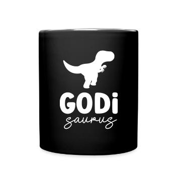 Godi Saurus zur Godi befördert Patentante Österrei - Tasse einfarbig - Schwarz - Vorne