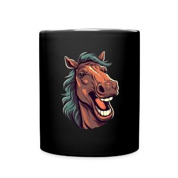 Idée passion chevaux cavalière aquarelle splash - Mug uni - noir - Devant