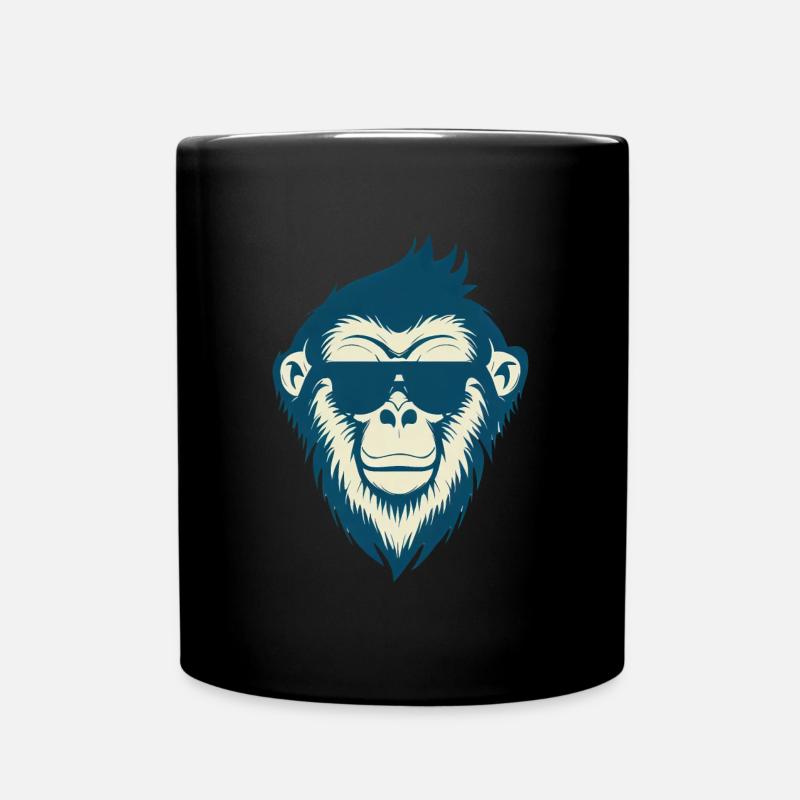 Cooler Affe mit Sonnenbrille - Tasse einfarbig - Schwarz