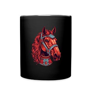 Rotes Pferdekopf-Design Portrait Kopf - Tasse einfarbig - Schwarz - Vorne