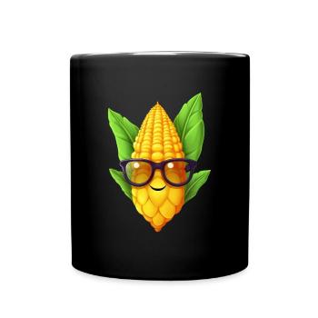 Maïs kawaii avec lunettes nerd: Cobsmart - Mug uni - noir - Devant