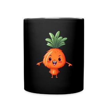 Kawaii Karotte trifft Alien: Weltraum-Gemüse - Tasse einfarbig - Schwarz - Vorne