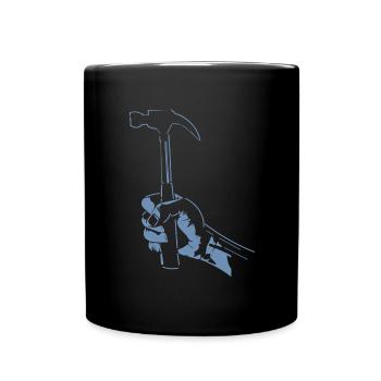 Zimmerer Hand mit Hammer Silhouette Handwerk - Tasse einfarbig - Schwarz - Vorne