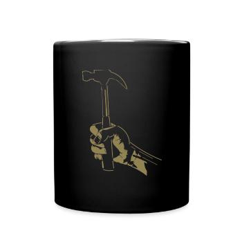 Zimmerer Hand mit Hammer Silhouette Handwerk - Tasse einfarbig - Schwarz - Vorne