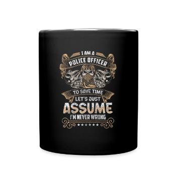 Polizei Recht Uniform Handschellen - Tasse einfarbig - Schwarz - Vorne
