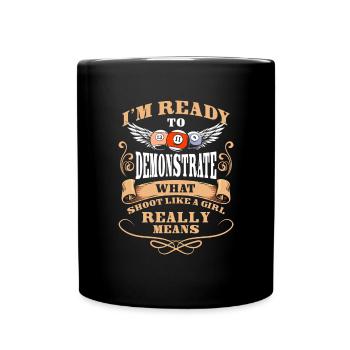 Pool Spruch Queue - Tasse einfarbig - Schwarz - Vorne