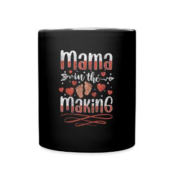 Baby Mutter Nachwuchs Bauch - Tasse einfarbig - Schwarz - Vorne