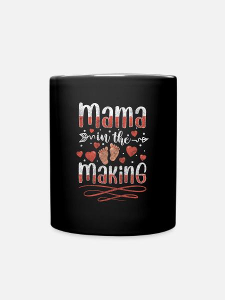 Baby Mutter Nachwuchs Bauch - Tasse einfarbig - Schwarz