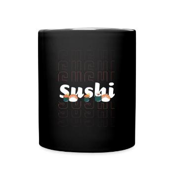 Sushi Fisch Kawaii - Tasse einfarbig - Schwarz - Vorne