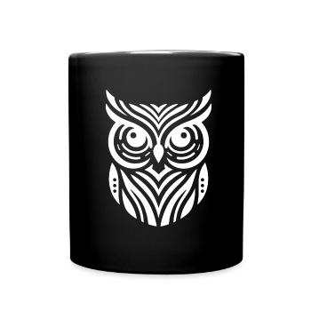 Minimalist Owl Abstract Art - Full Colour Mug - black - Front