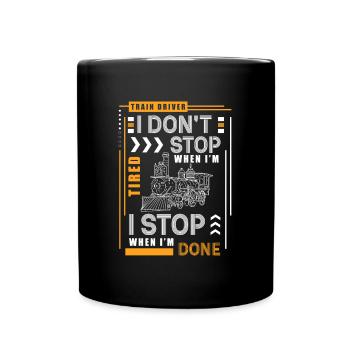 Train Steam Locomotive Occupation Conductor - Full Colour Mug - black - Front